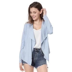 kate & henry Cardigan Shawl Denim Cotton Tencel Chambray jacket Size S A003294